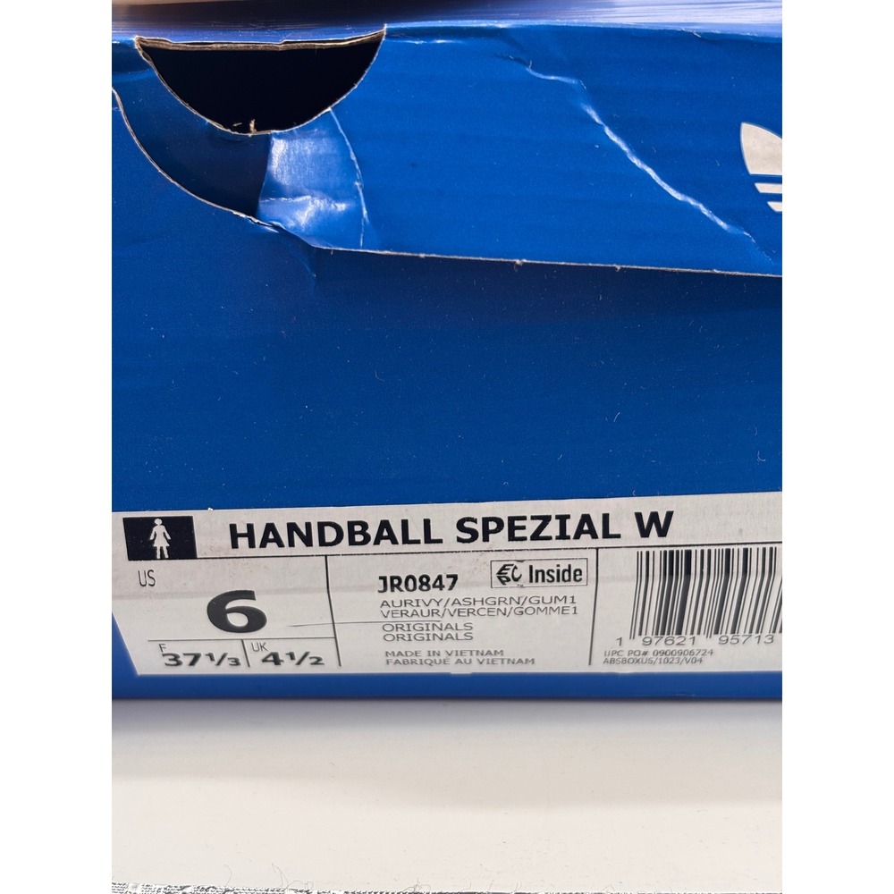 Adidas Handball Spezial W Womens 6 Green Ash Gum JR0847 New Suede Retro Sneakers - Picture 6 of 8